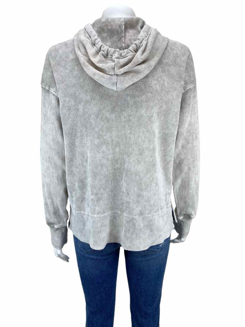 Michael Stars Women's Kylo Thermal Mineral-Dye Hoodie Top - Oyster Size S