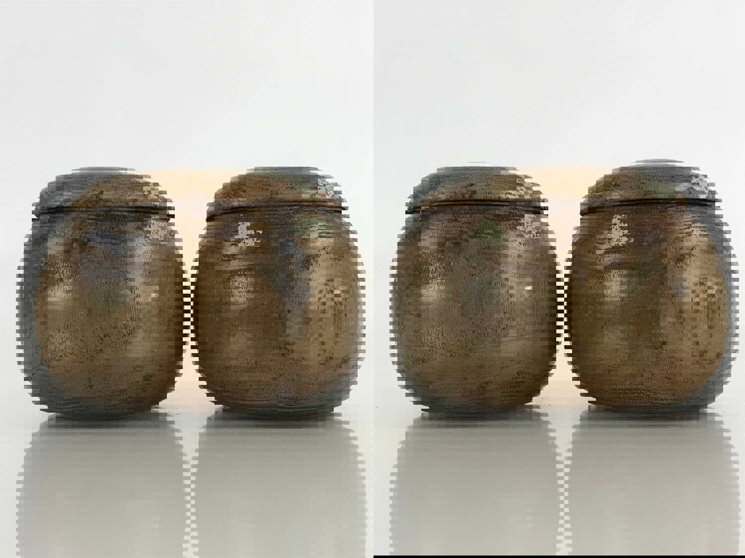 Vintage Japanese Go Stone Goishi Game Piece Set with Wooden Bowls