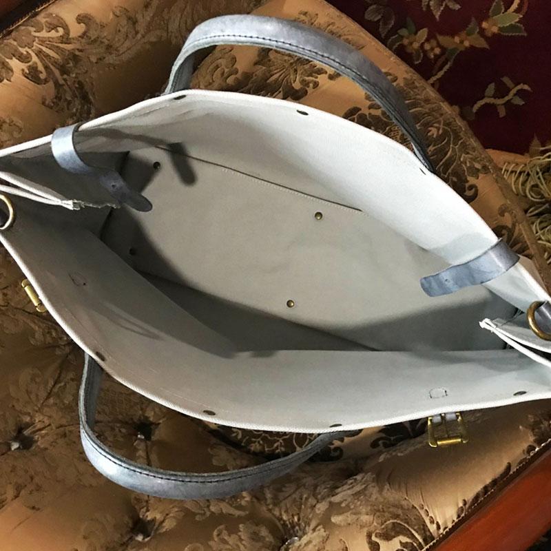 Men's Leather Canvas Large Handbag - Weekender & Travel Bag