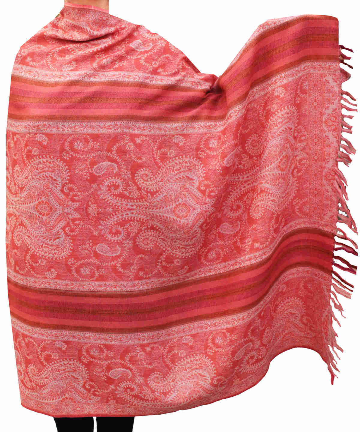 Paisley Wool Shawl and Wrap for Women - Handmade in Kashmir (82 x 42 inches)