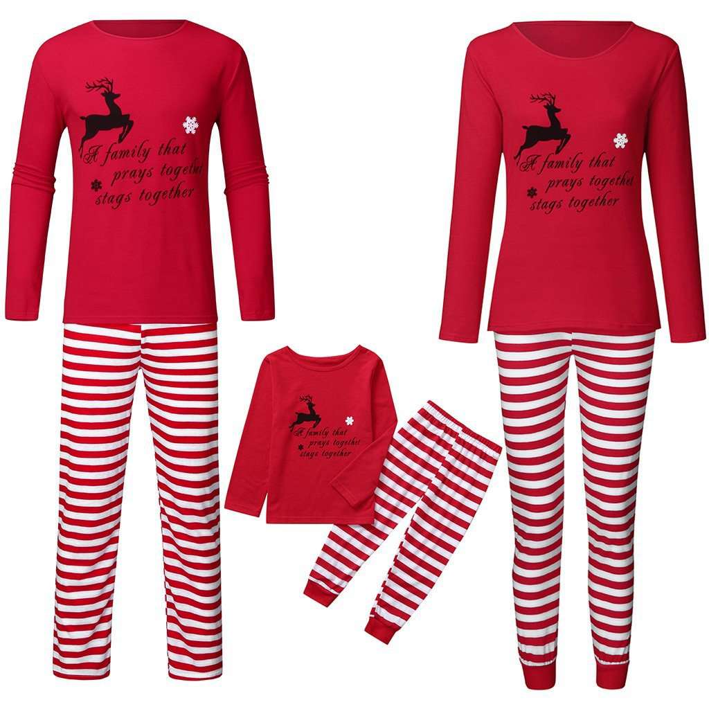 Fashion Christmas Party Long Sleeve T-shirt Pants Family Matching Outfits
