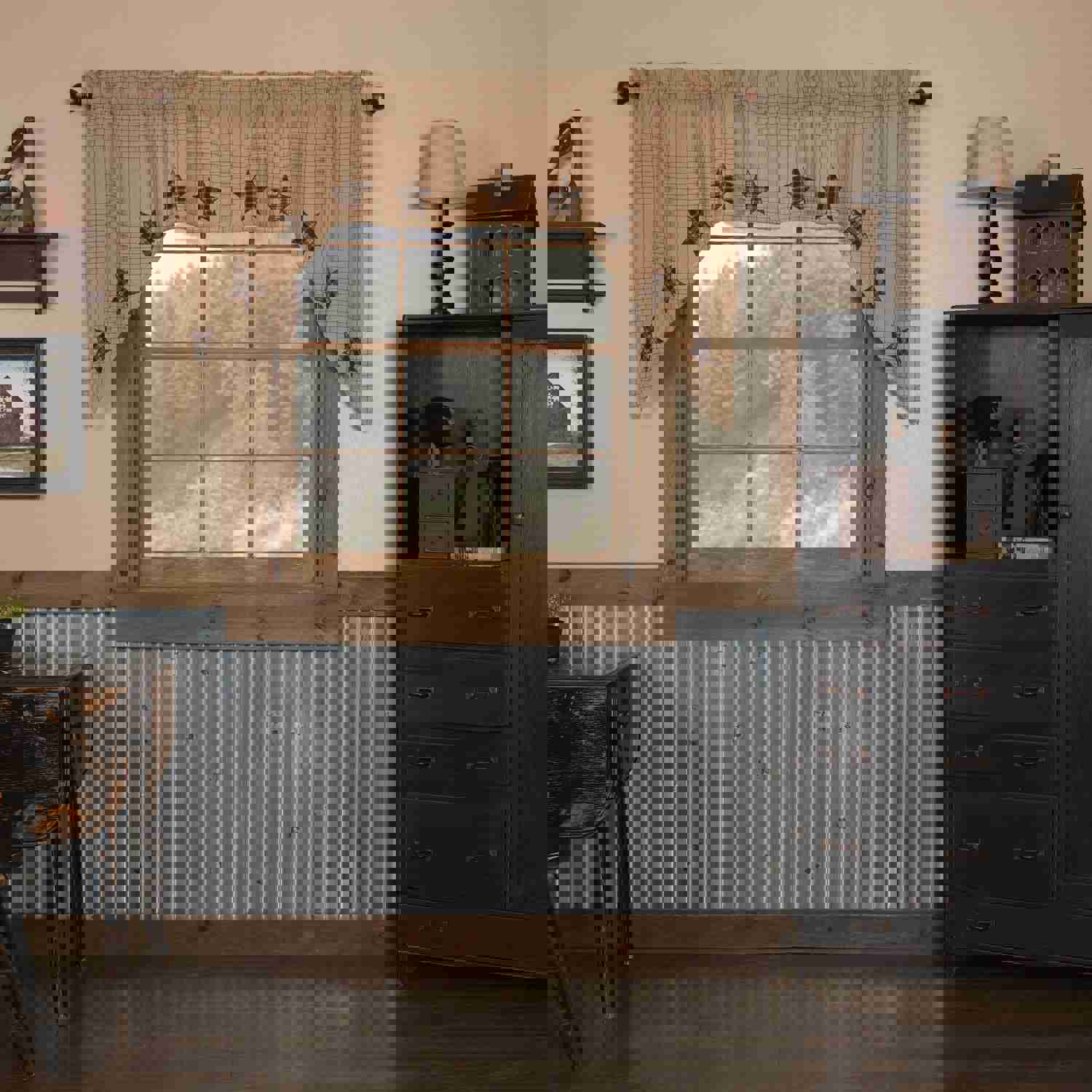 Bingham Star Applique Lined Swag Curtains