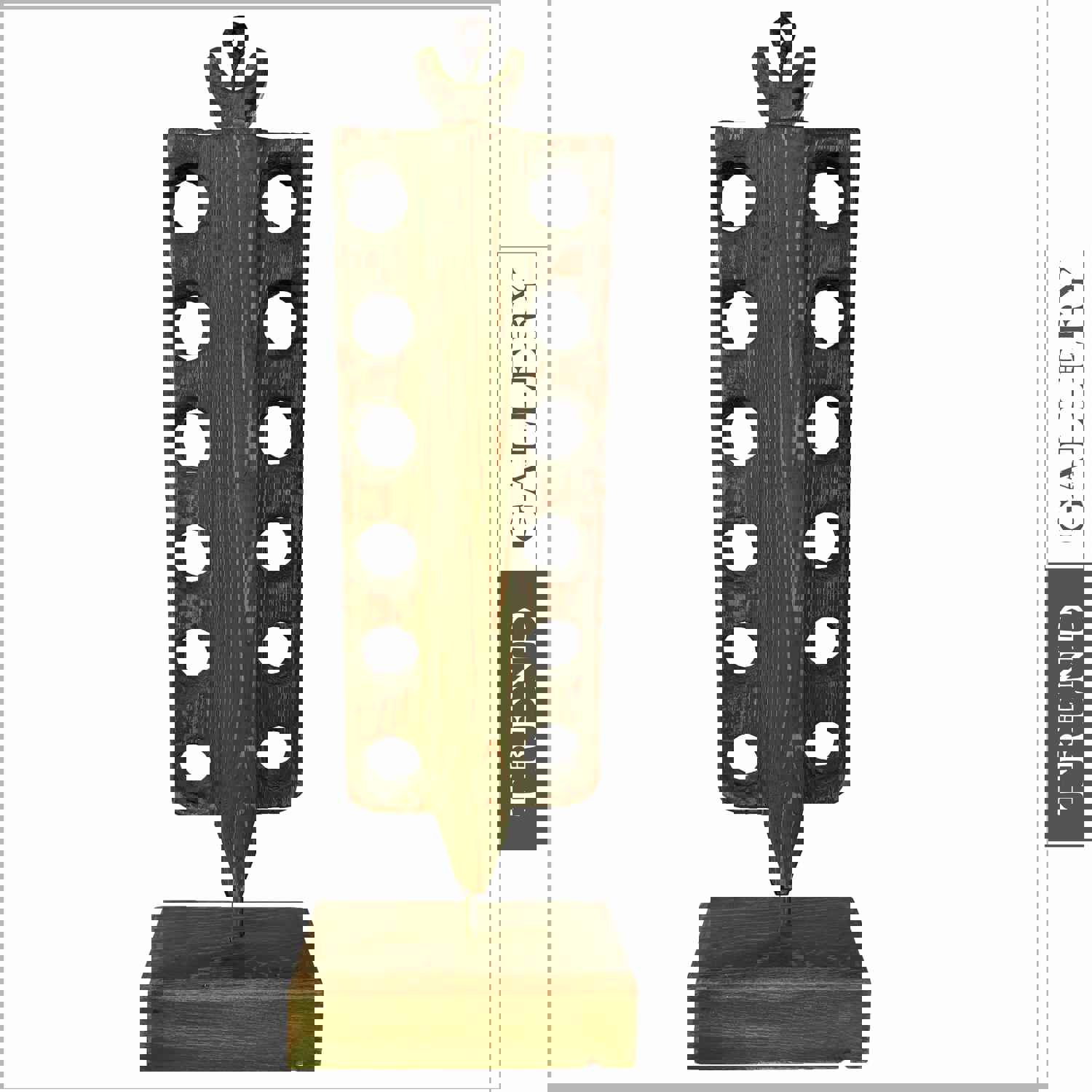 Abstract Vertical Wood Table Figurine - Original Green Rectangular Desktop Art for Home Decor