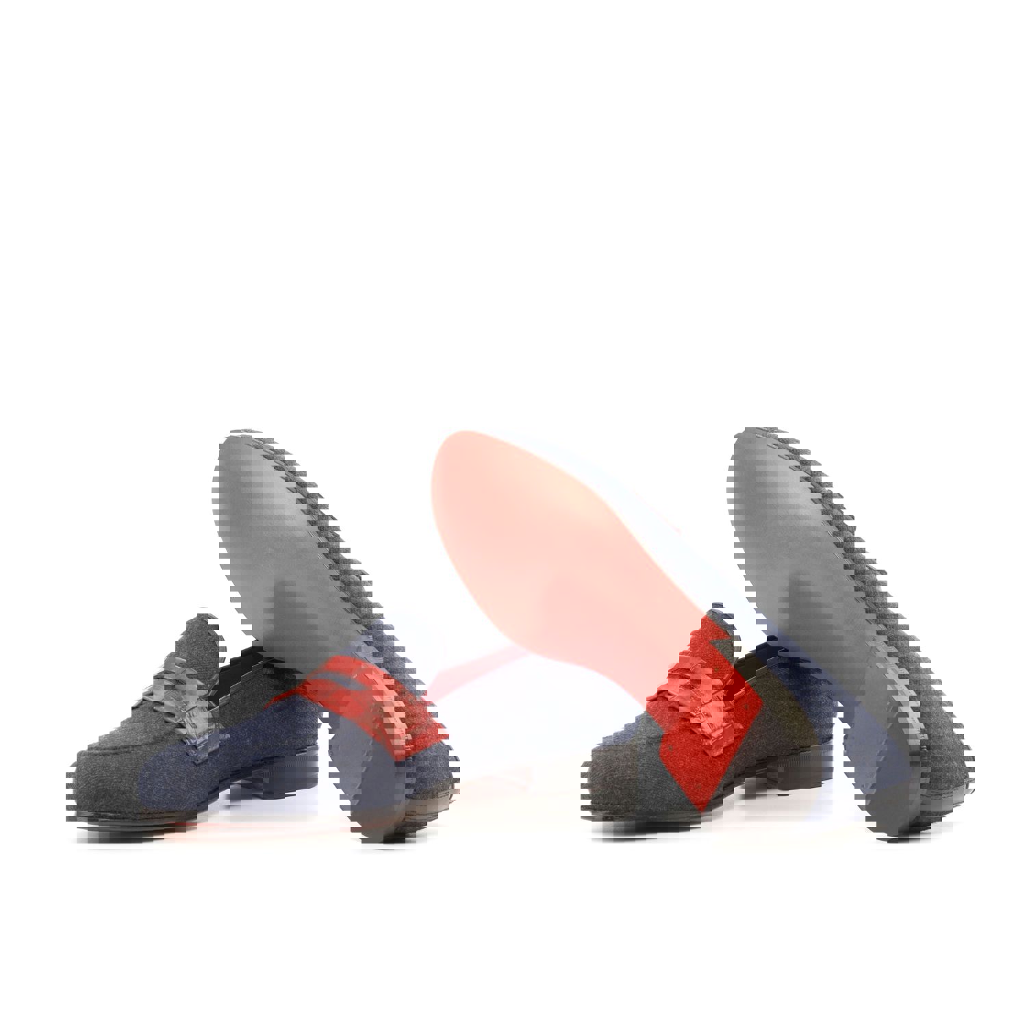 DapperFam Enzo in Jeans / Navy / Red Mens Sartorial & Italian Leather Slipper