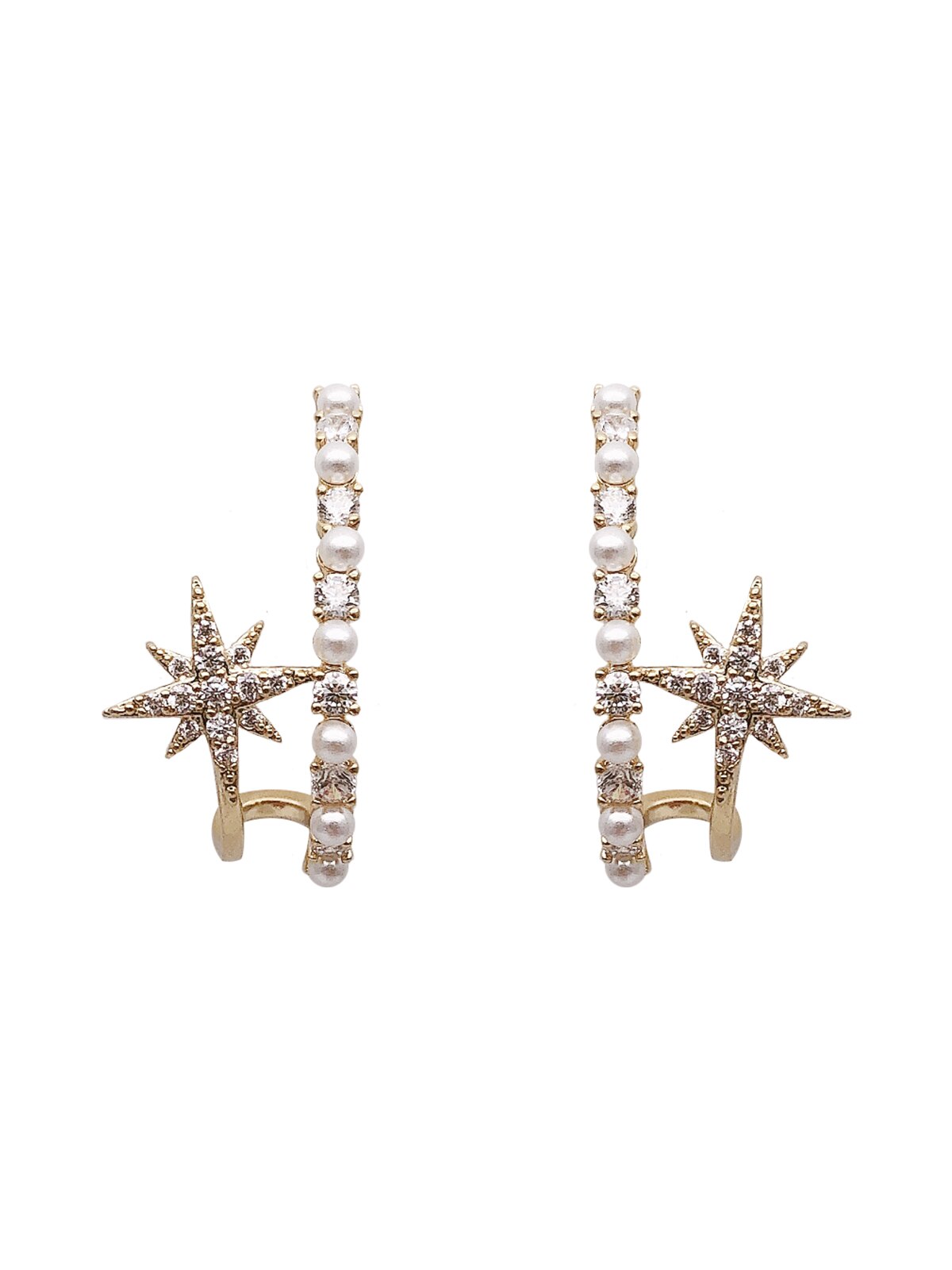 Elegant Copper Inlaid Zircon Star Earrings for Women