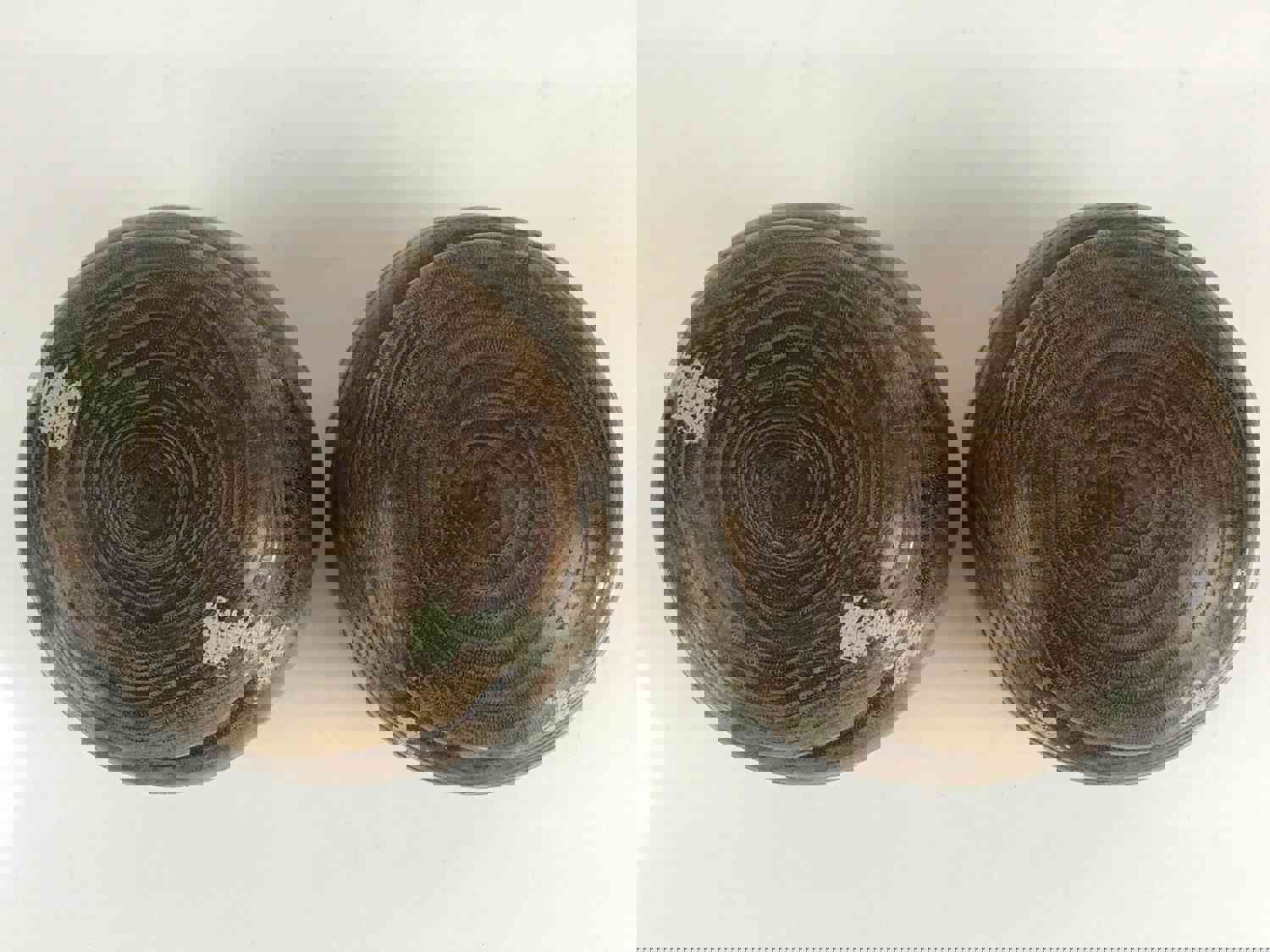 Vintage Japanese Go Stone Goishi Game Piece Set with Wooden Bowls