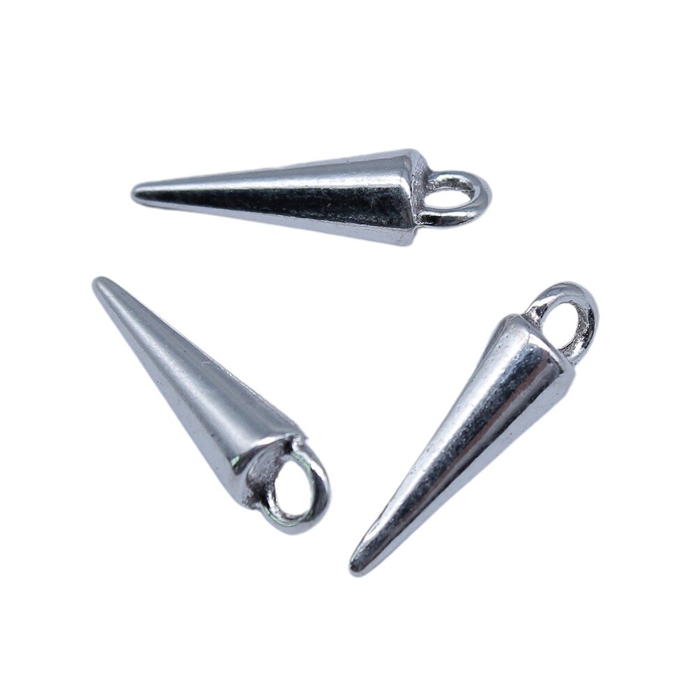 20pcs 4x16mm Antique Silver Cone Charms for DIY Jewelry Making