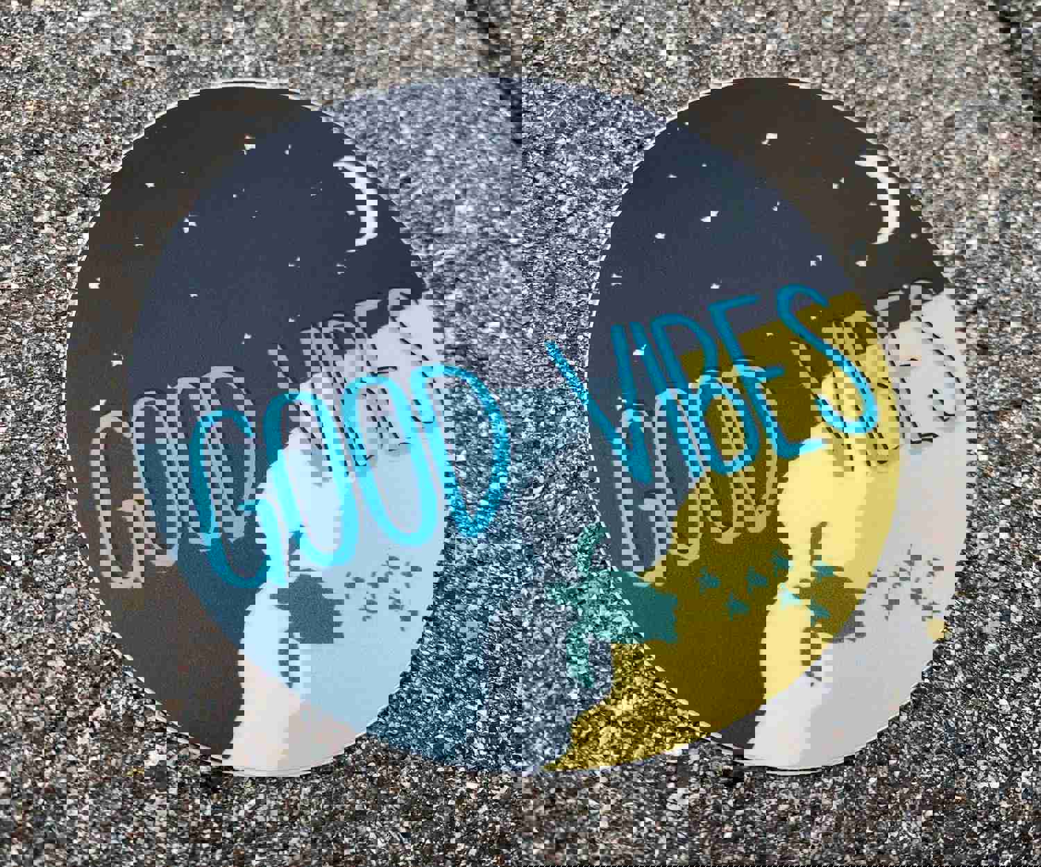 Good Vibes Sticker - Night-Time Beach Vista with Sea Turtles