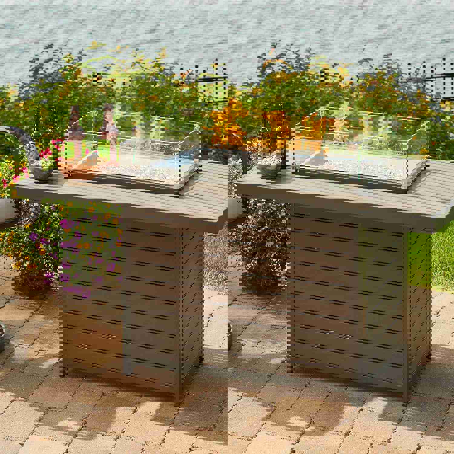 Brooks Rectangular Gas Fire Pit Table for Outdoor Gatherings