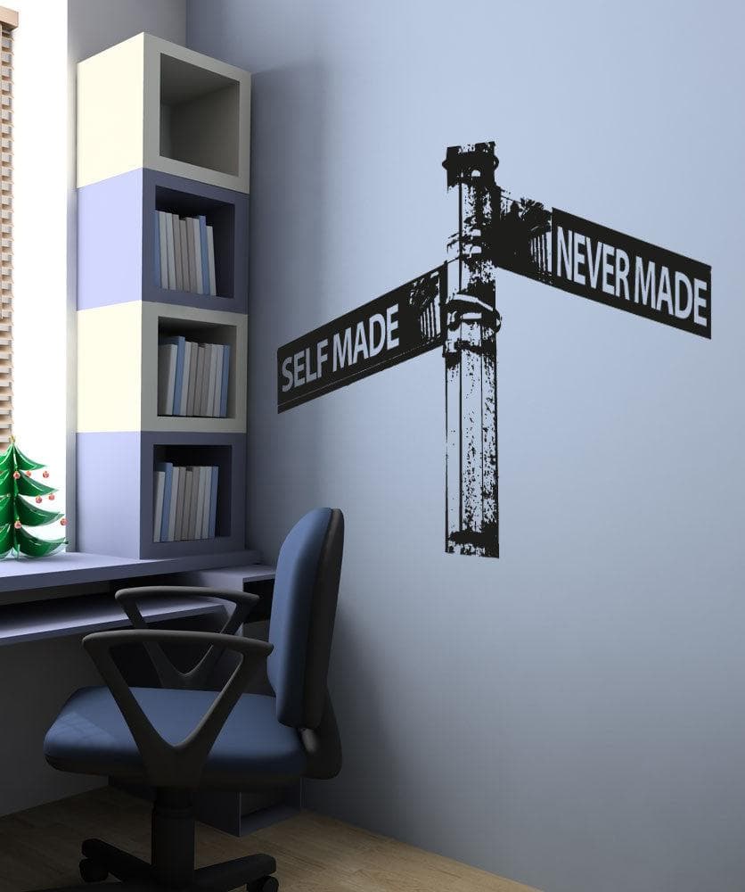 Vinyl Wall Decal Sticker Self Made Inspirational Road Sign #1210