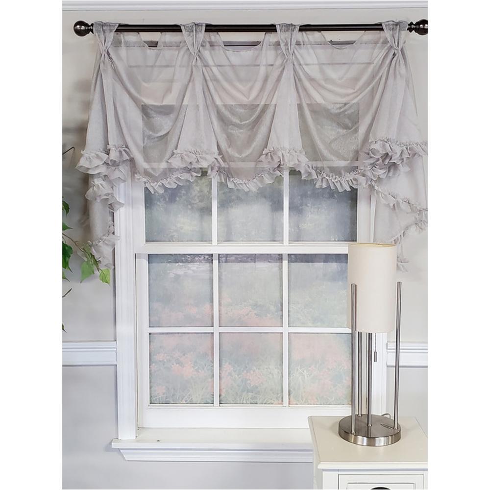 RLF Home Luxurious Modern Design Classic Sheers Victory Swag 3-Scoop Window Valance 50 x 25