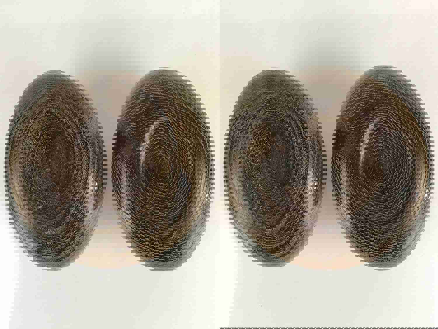 Vintage Japanese Go Stone Goishi Game Piece Set with Wooden Bowls