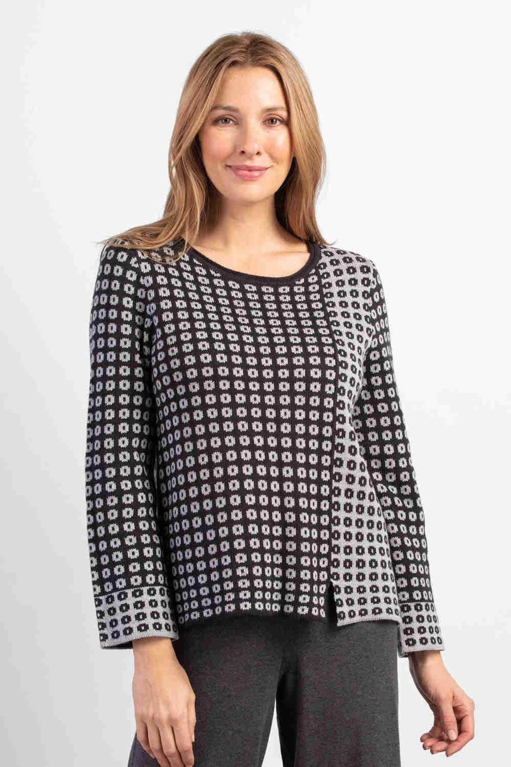 Double Knit Circle Back Pullover in Black/White by Habitat Clothing