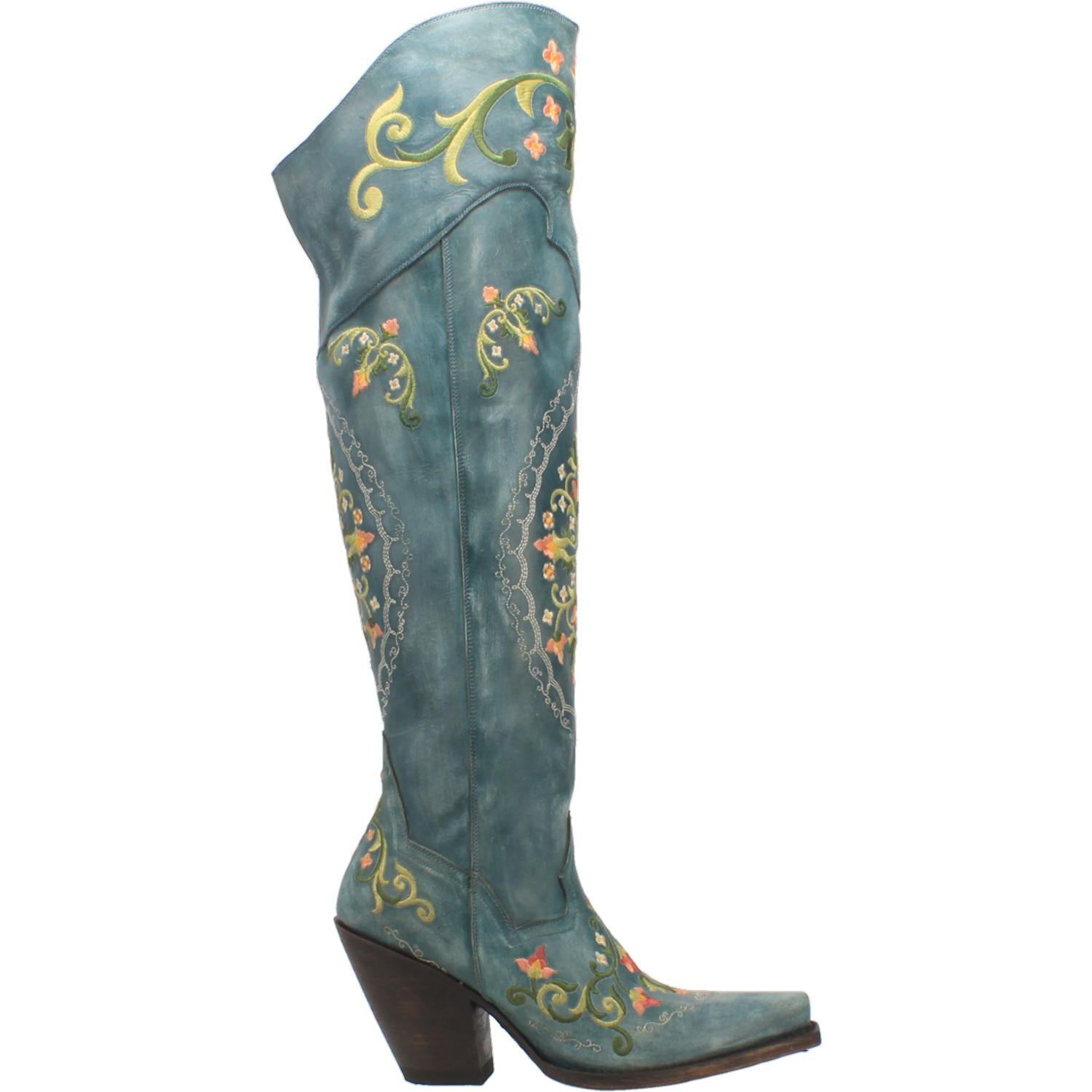 WOMENS FLOWER CHILD LEATHER BOOTS