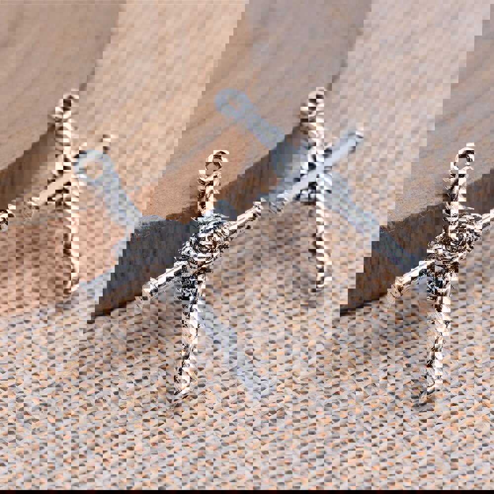 20pcs Antique Silver Flower Cross Charms Pendant for DIY Jewelry Making