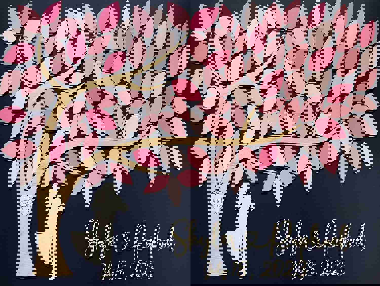 Personalized Wood Guest Book with Tree of Life - Cherry Blossom Design for Wedding, Anniversary or Newlyweds Gift