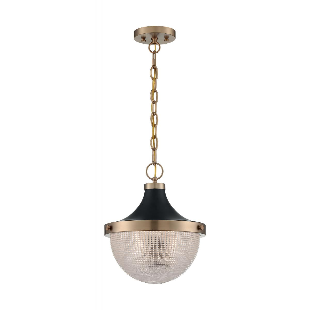 FARO 1 Light Large Pendant - Retro Industrial Design with Clear Prismatic Glass