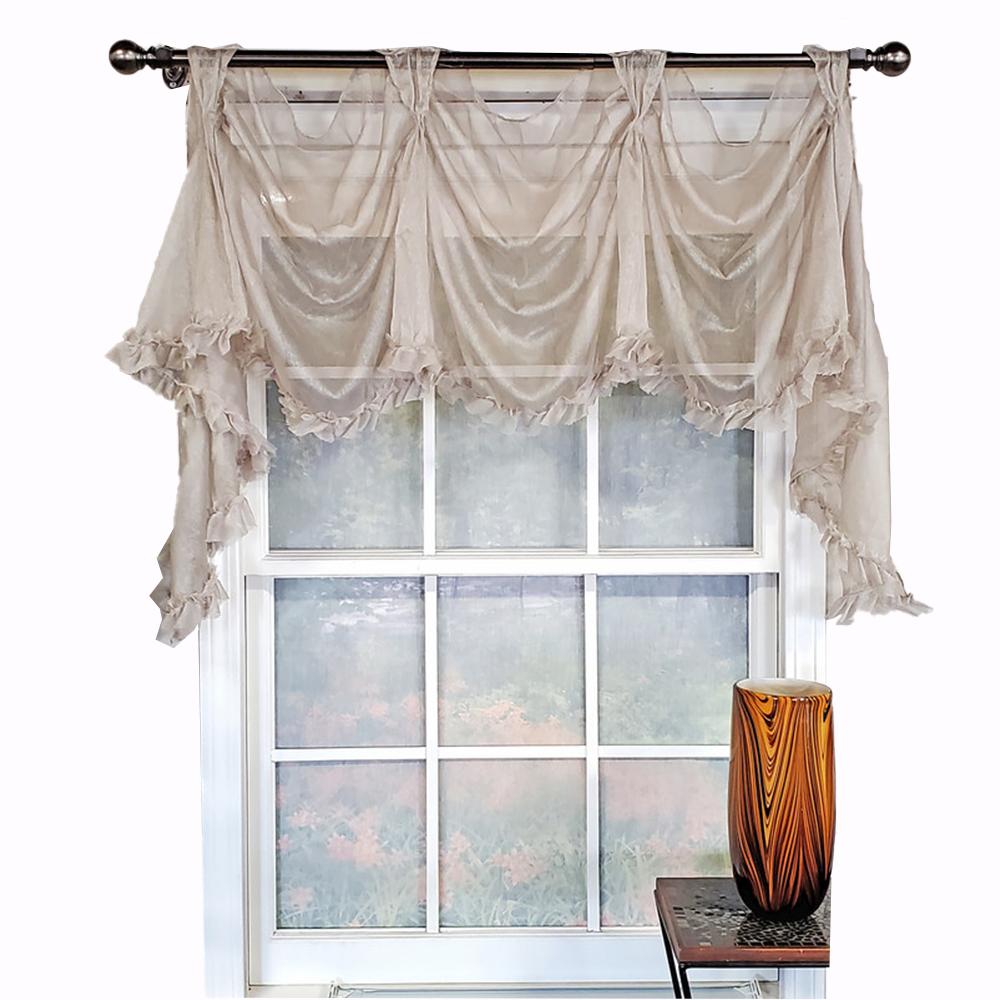 RLF Home Luxurious Modern Design Classic Sheers Victory Swag 3-Scoop Window Valance 50 x 25