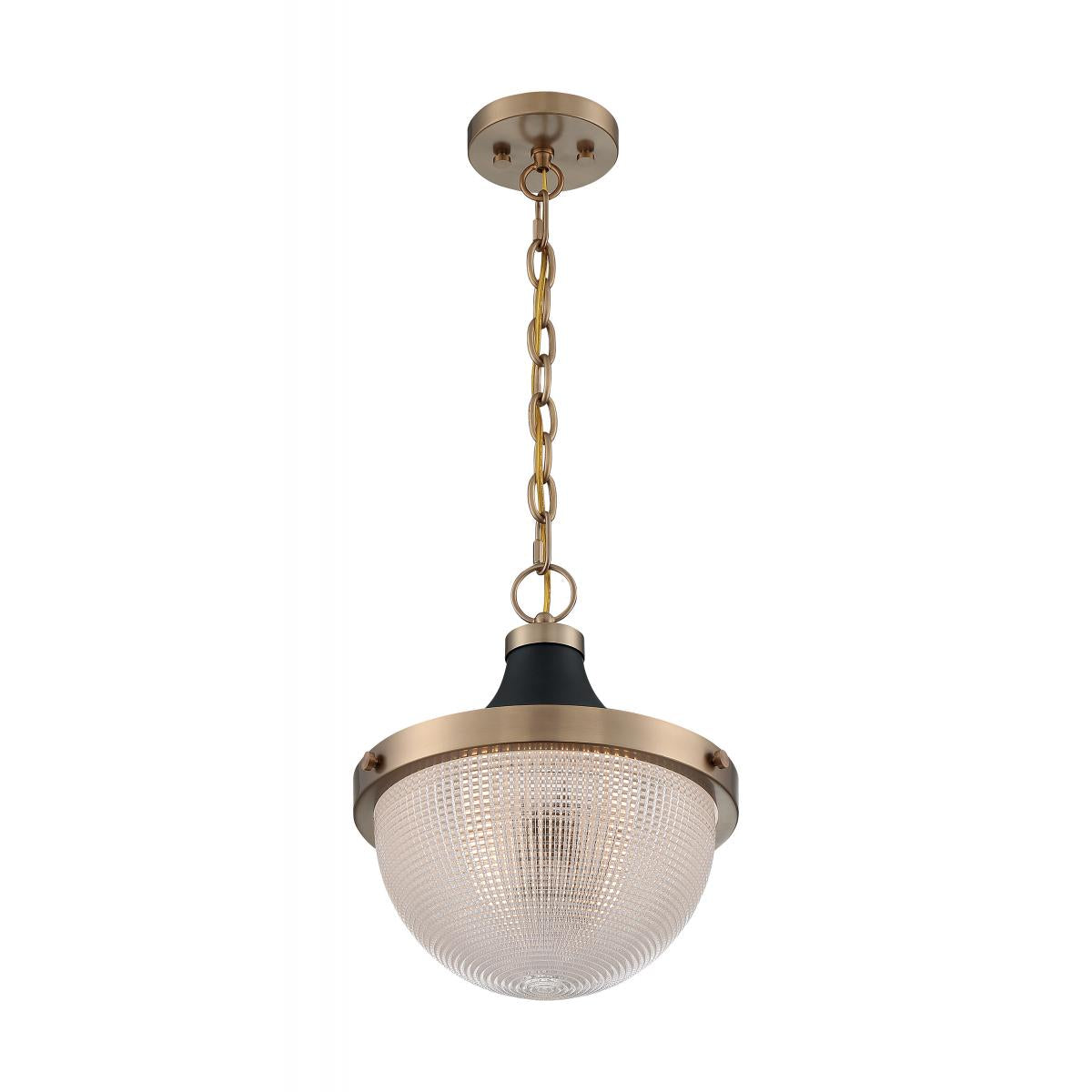 FARO 1 Light Large Pendant - Retro Industrial Design with Clear Prismatic Glass