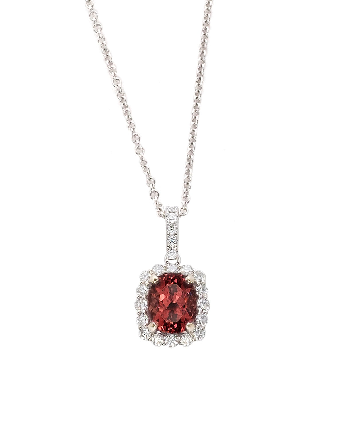Burgundy Beauty Halo Pendant Necklace