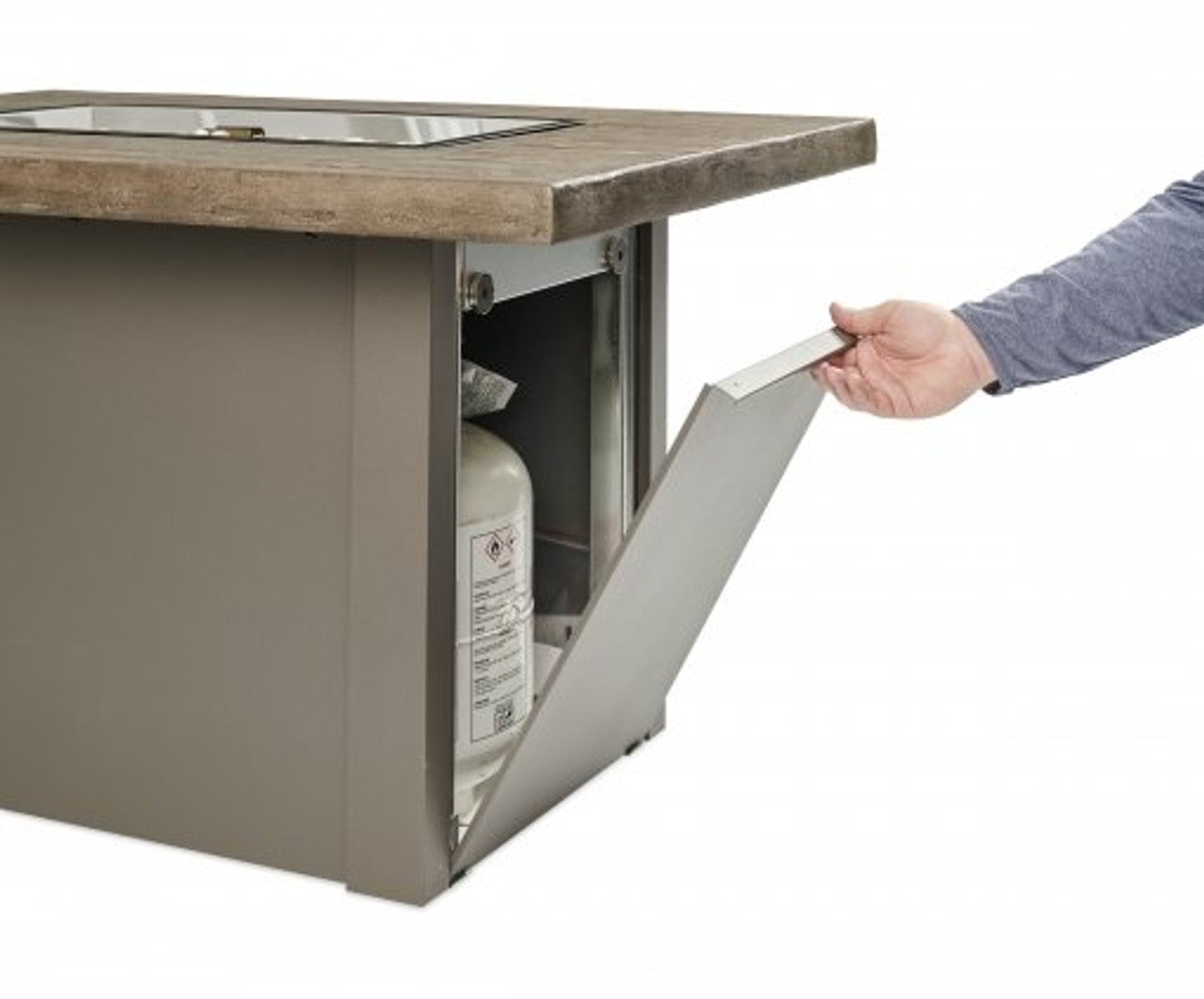 Outdoor Greatroom - Driftwood Havenwood Rectangular Gas Fire Pit Table with Grey Base