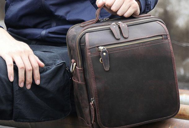 Genuine Leather Messenger Bag for Men - Cool Chest Crossbody Travel Hiking Bag