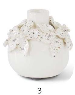 White Ceramic Vase with Raised Floral Design (Multiple Sizes & Styles)
