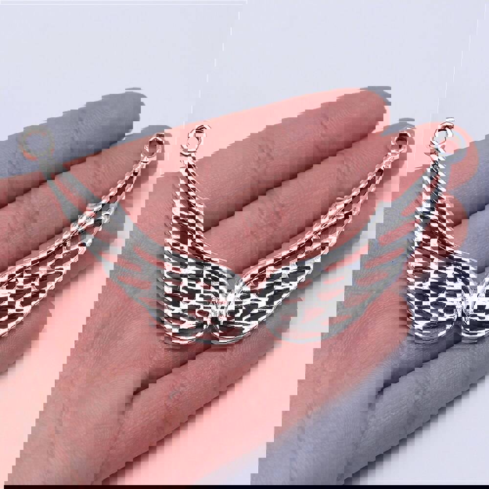 2pcs 93x48mm Big Angel Wings Charms for Jewelry Making - Antique Silver Color