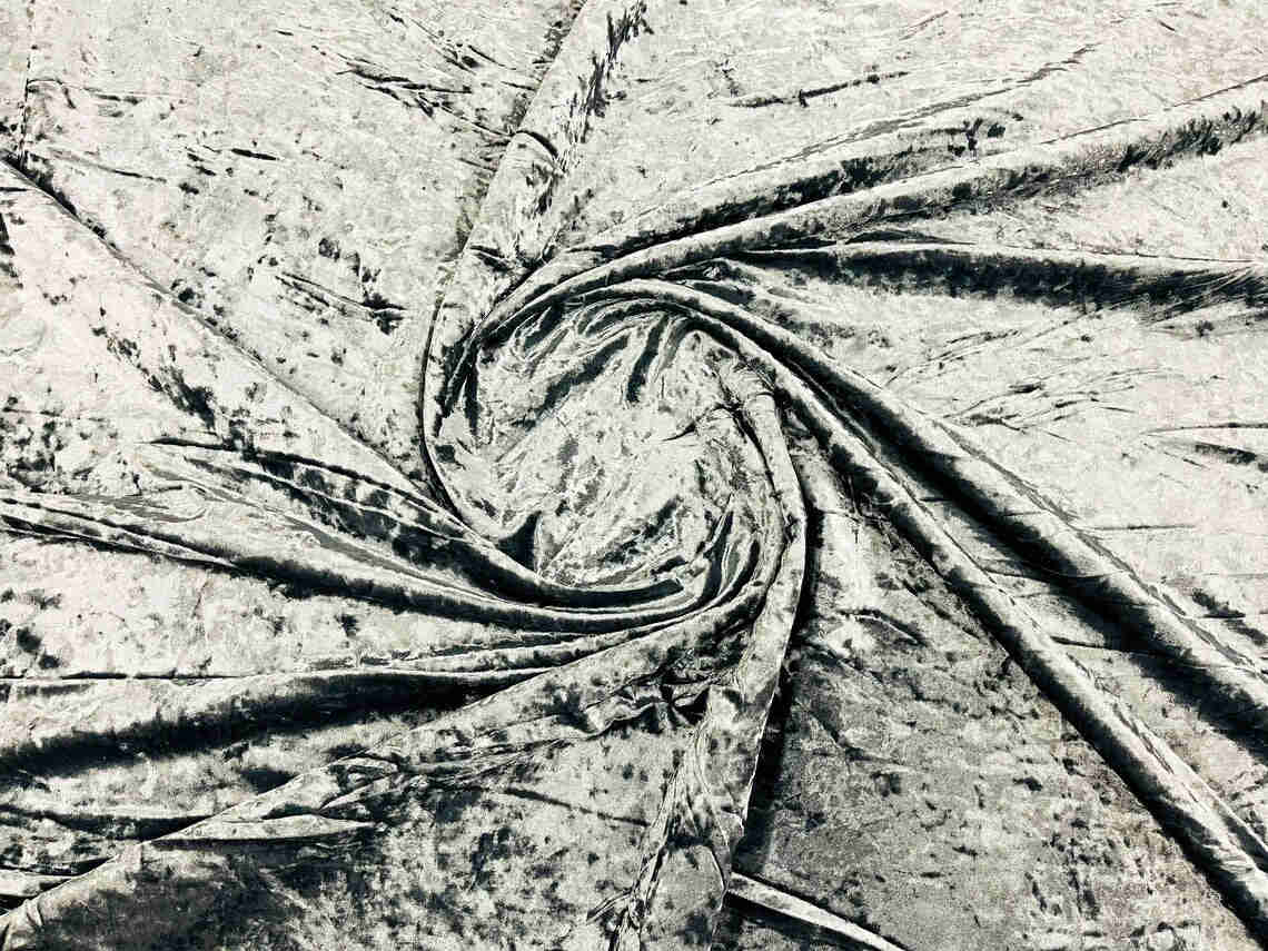 Crushed Stretch Velvet Fabric - Gray - 60" Wide for Sewing, Apparel, and Crafts