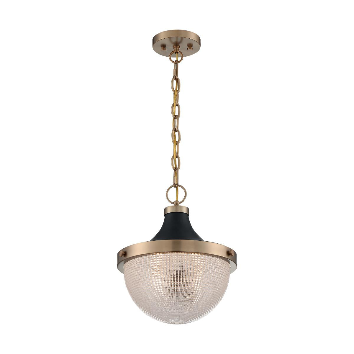 FARO 1 Light Large Pendant - Retro Industrial Design with Clear Prismatic Glass