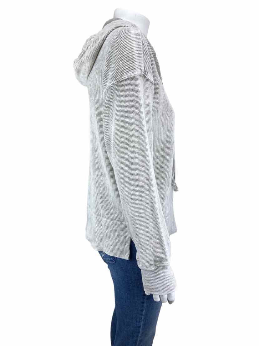 Michael Stars Women's Kylo Thermal Mineral-Dye Hoodie Top - Oyster Size S
