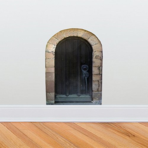 Arched Black Fairy Door - Wall Decal - 6.5" wide x 10" tall