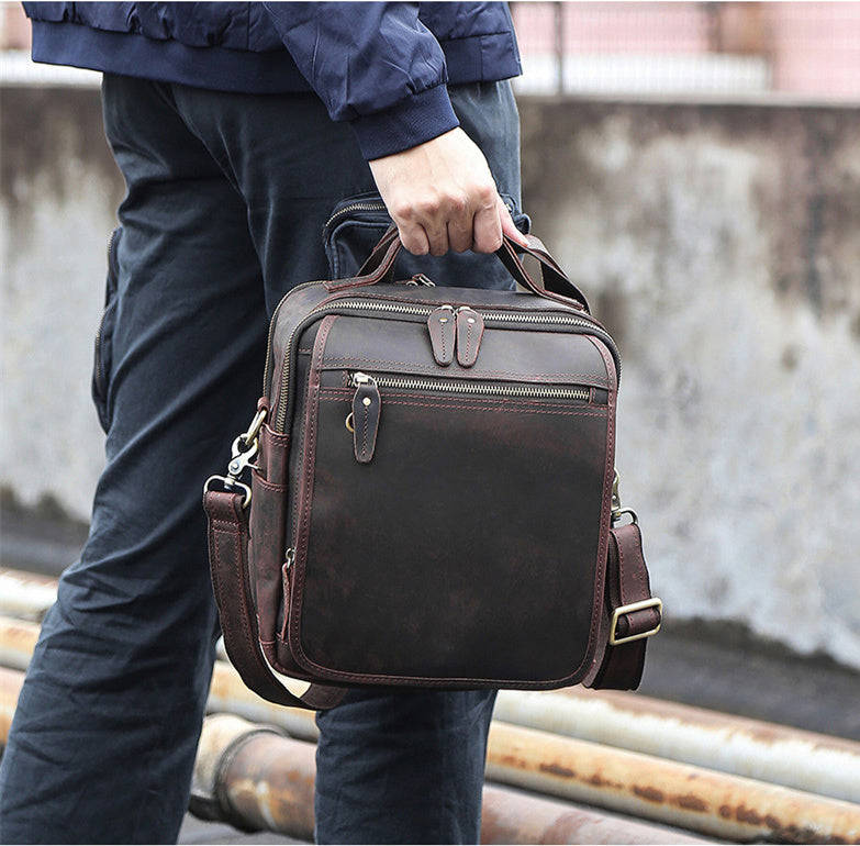 Genuine Leather Messenger Bag for Men - Cool Chest Crossbody Travel Hiking Bag