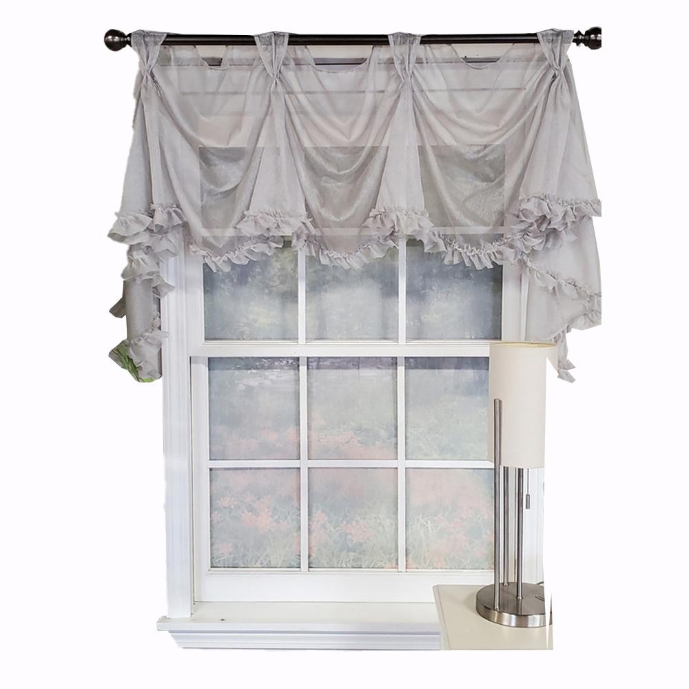 RLF Home Luxurious Modern Design Classic Sheers Victory Swag 3-Scoop Window Valance 50 x 25