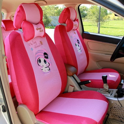 12pcs Cartoon Car Seat Cover Universal Breathable Auto Seat Protector for Girls