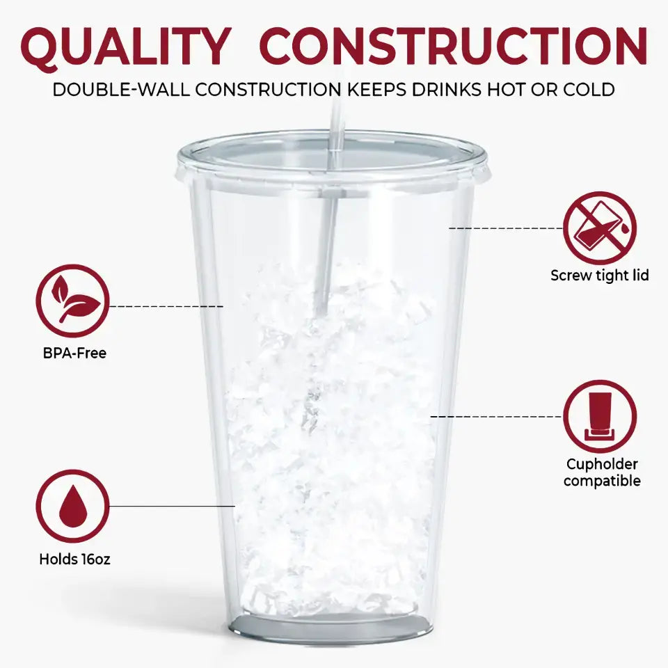 Personalized Custom Acrylic Tumbler - Perfect Gift for Teachers, Birthday & Special Occasions