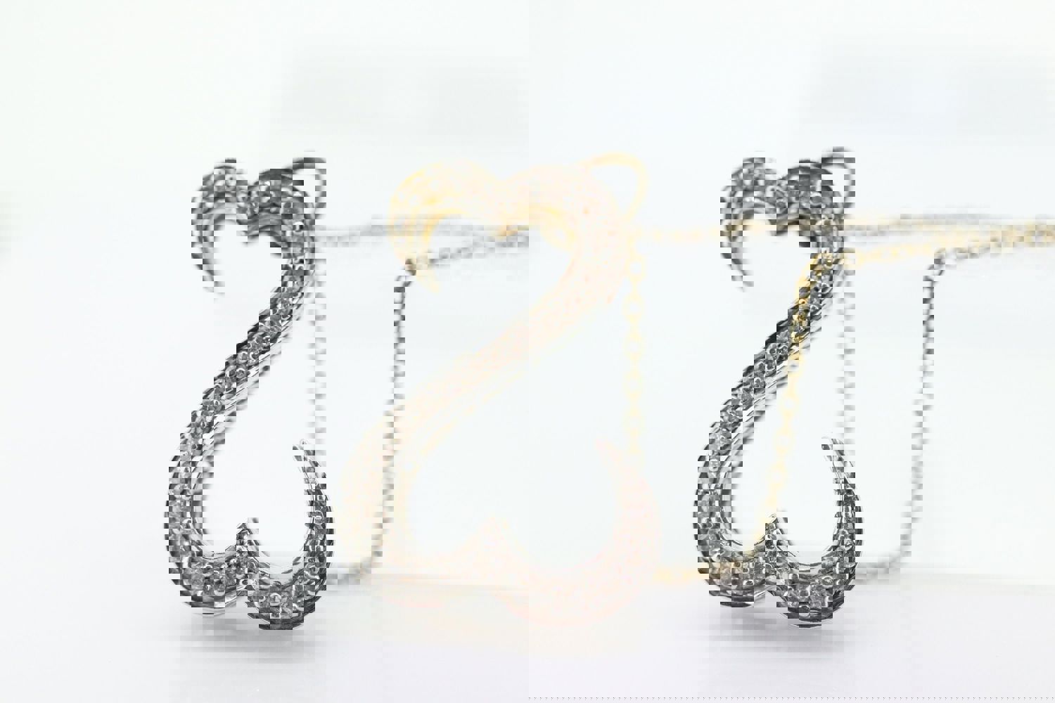 14k Jane Seymour Open Heart Diamond Pendant and Necklace - Large Double Heart JWBR Diamond Infinity Pendant