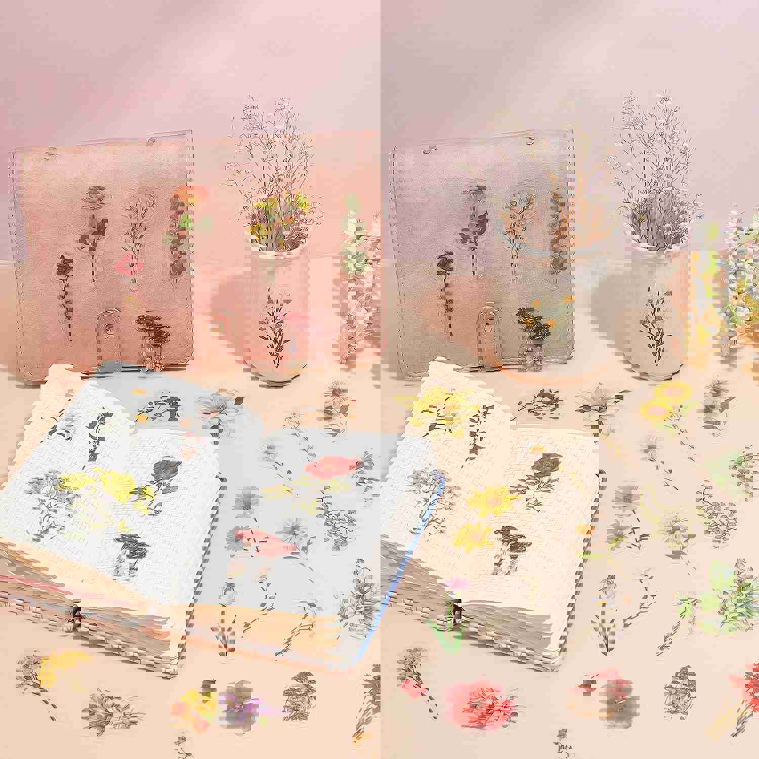 Craspire 7 Bags 7 Styles PET Waterproof Floral Stickers for DIY Scrapbooking