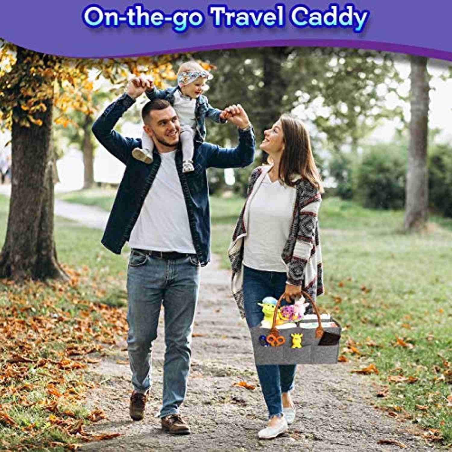 Premium Baby Diaper Caddy Organizer - Portable Nursery Storage with Leather Handles