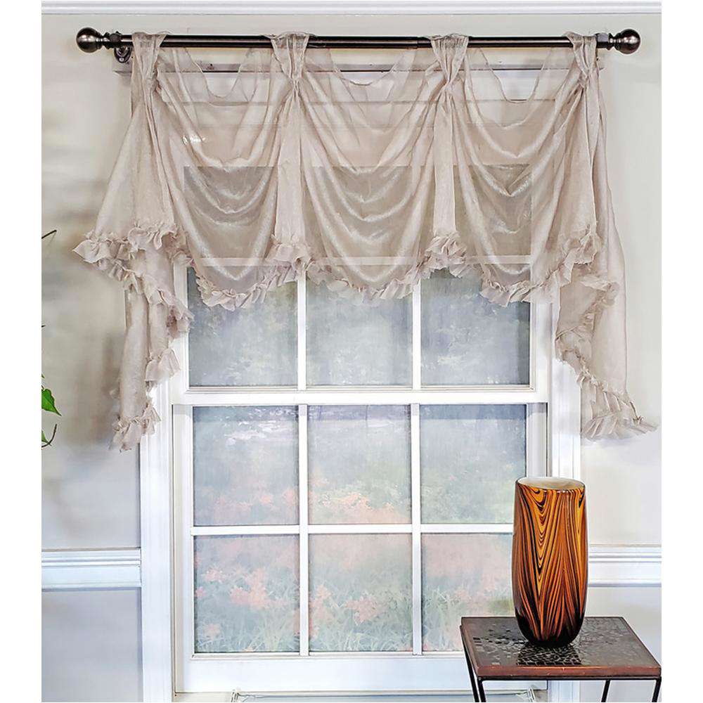 RLF Home Luxurious Modern Design Classic Sheers Victory Swag 3-Scoop Window Valance 50 x 25