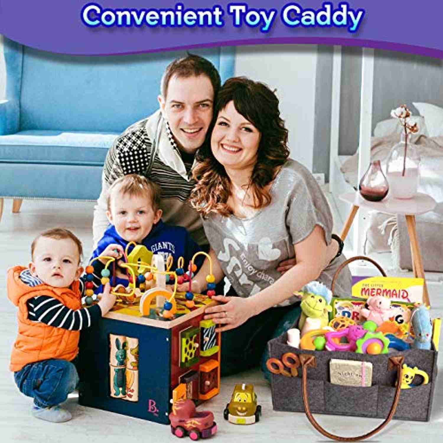 Premium Baby Diaper Caddy Organizer - Portable Nursery Storage with Leather Handles