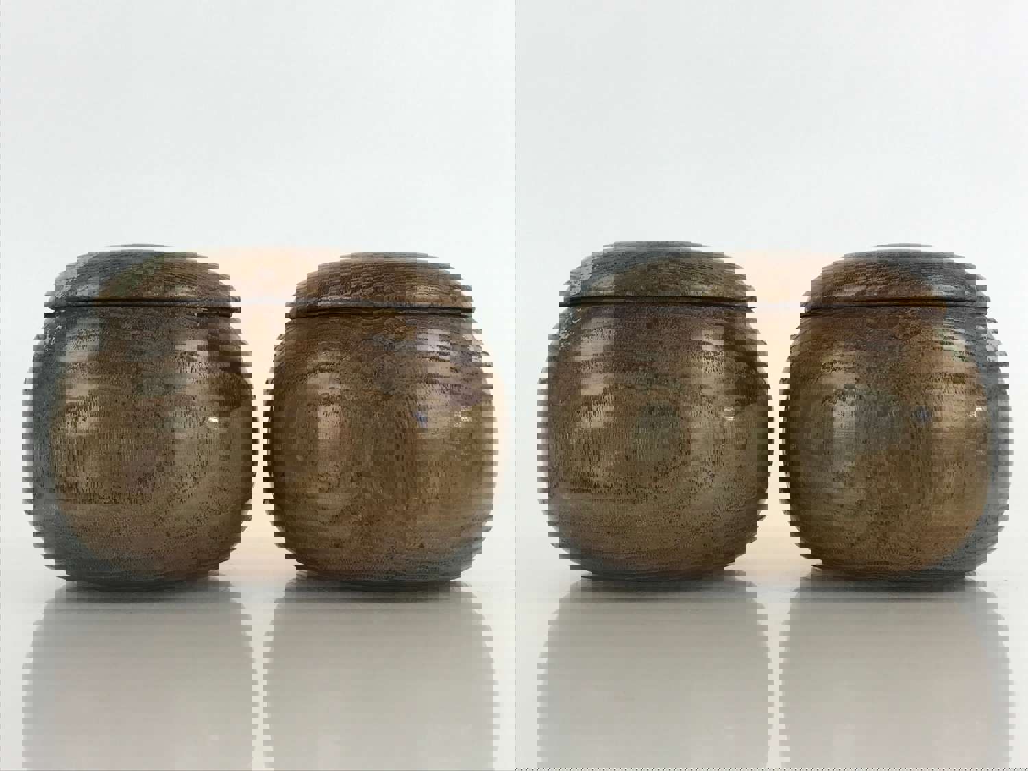 Vintage Japanese Go Stone Goishi Game Piece Set with Wooden Bowls