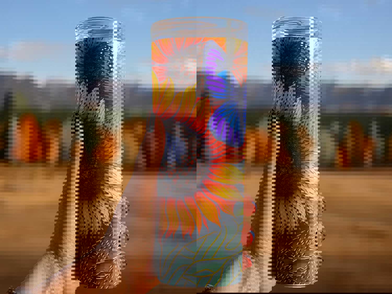 3D Butterfly Flowers Stainless Steel Tumbler with Straw - Double Wall Insulated for Hot & Cold Drinks