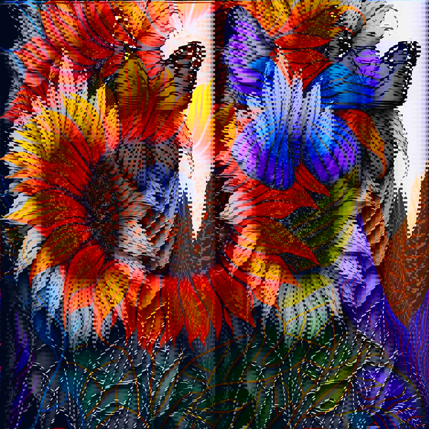 3D Butterfly Flowers Stainless Steel Tumbler with Straw - Double Wall Insulated for Hot & Cold Drinks