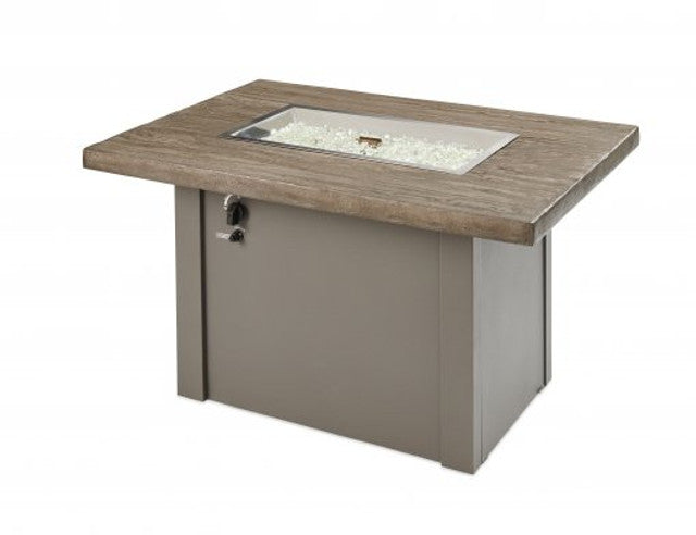 Outdoor Greatroom - Driftwood Havenwood Rectangular Gas Fire Pit Table with Grey Base