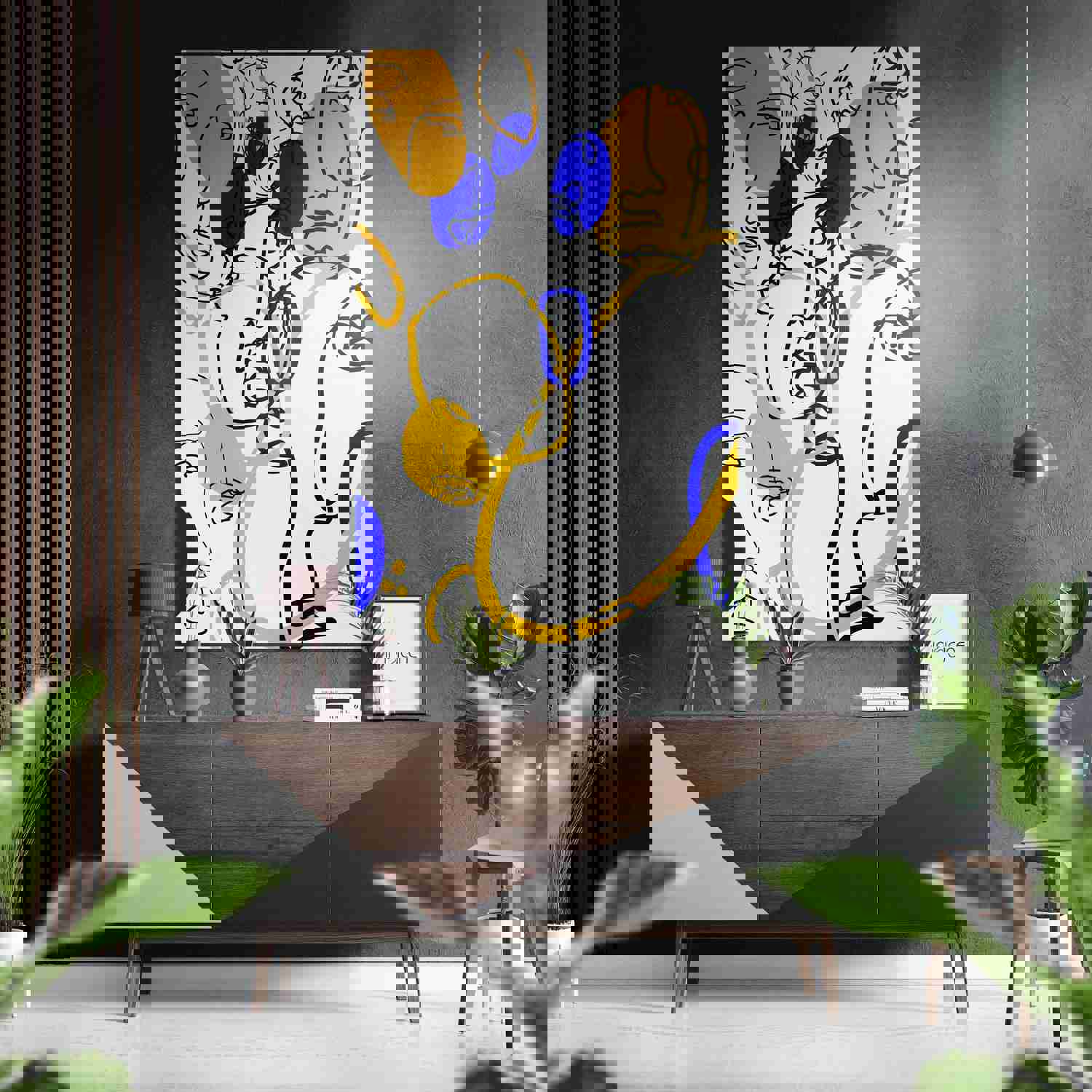 Line Art Brushed Aluminium Dibond Wall Art