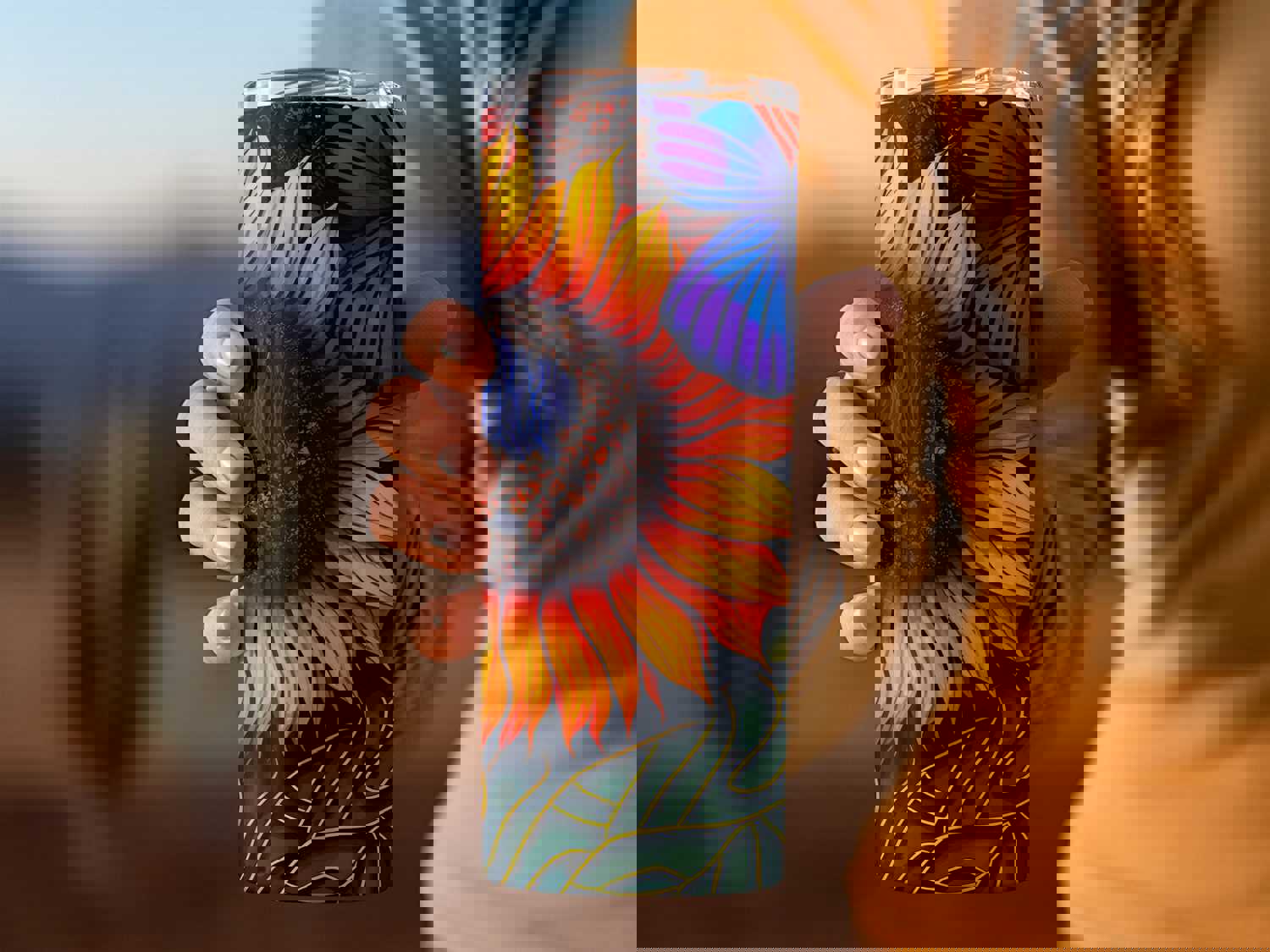 3D Butterfly Flowers Stainless Steel Tumbler with Straw - Double Wall Insulated for Hot & Cold Drinks