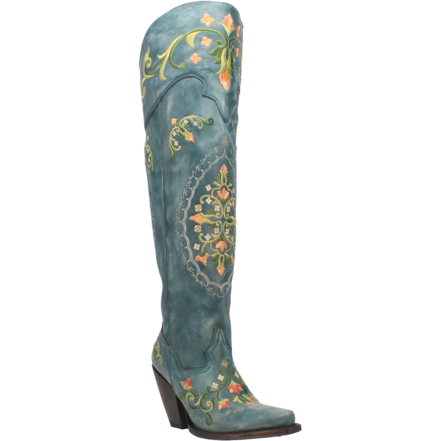 WOMENS FLOWER CHILD LEATHER BOOTS