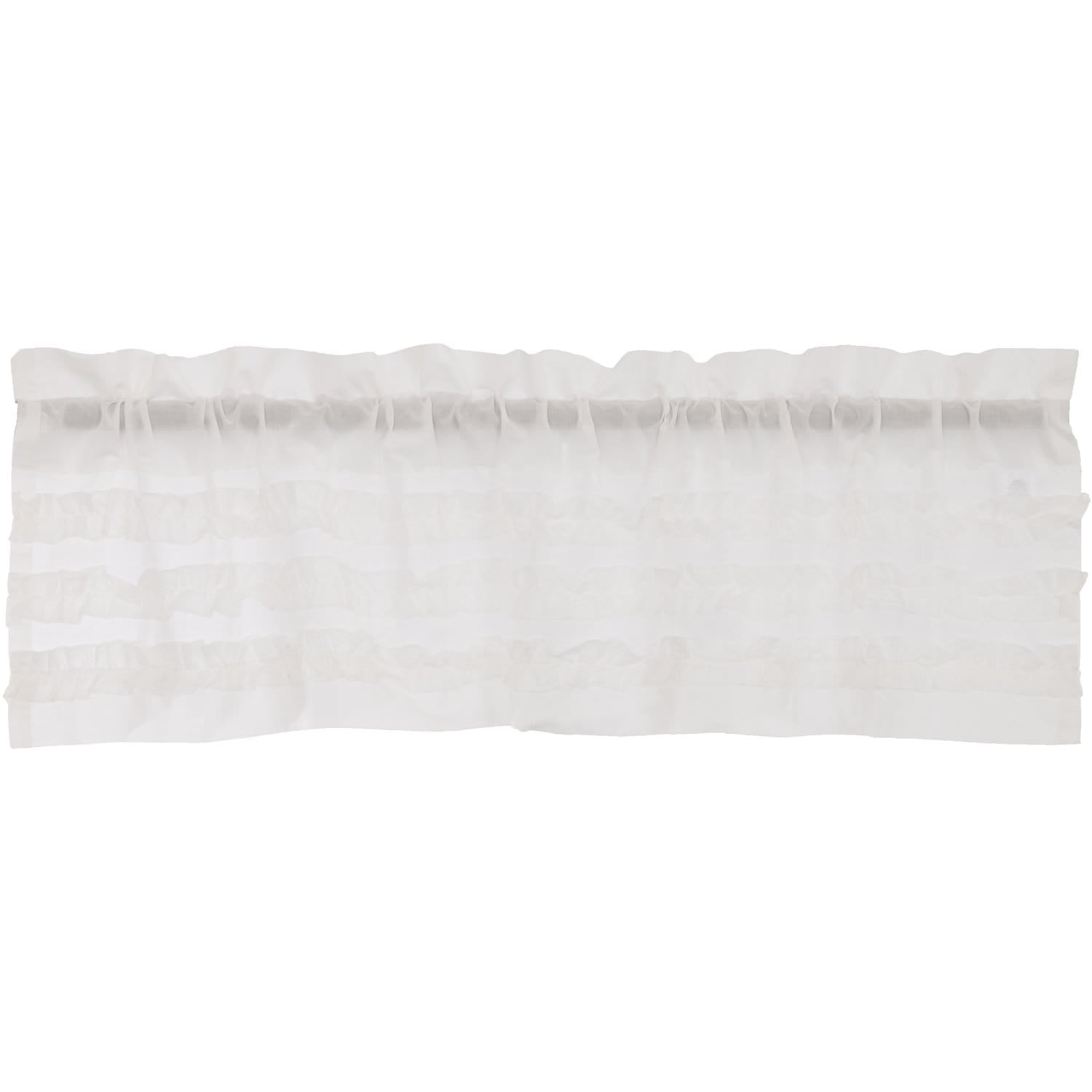 White Ruffled Sheer Petticoat Valance 16x60 - Elegant Farmhouse Window Decor