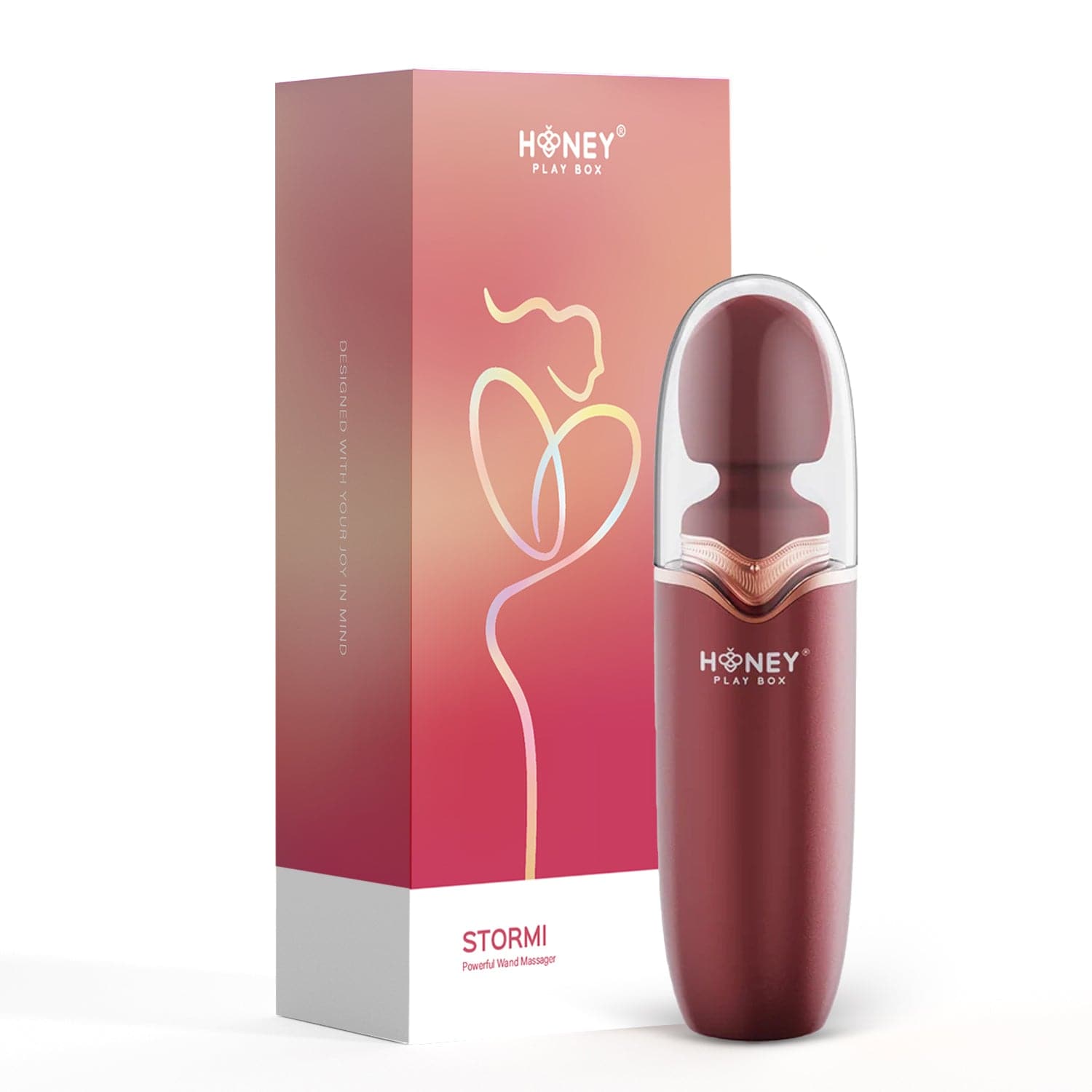 Stormi - Powerful Wand Massager with Screen Display and Heating Mode - Red Wine